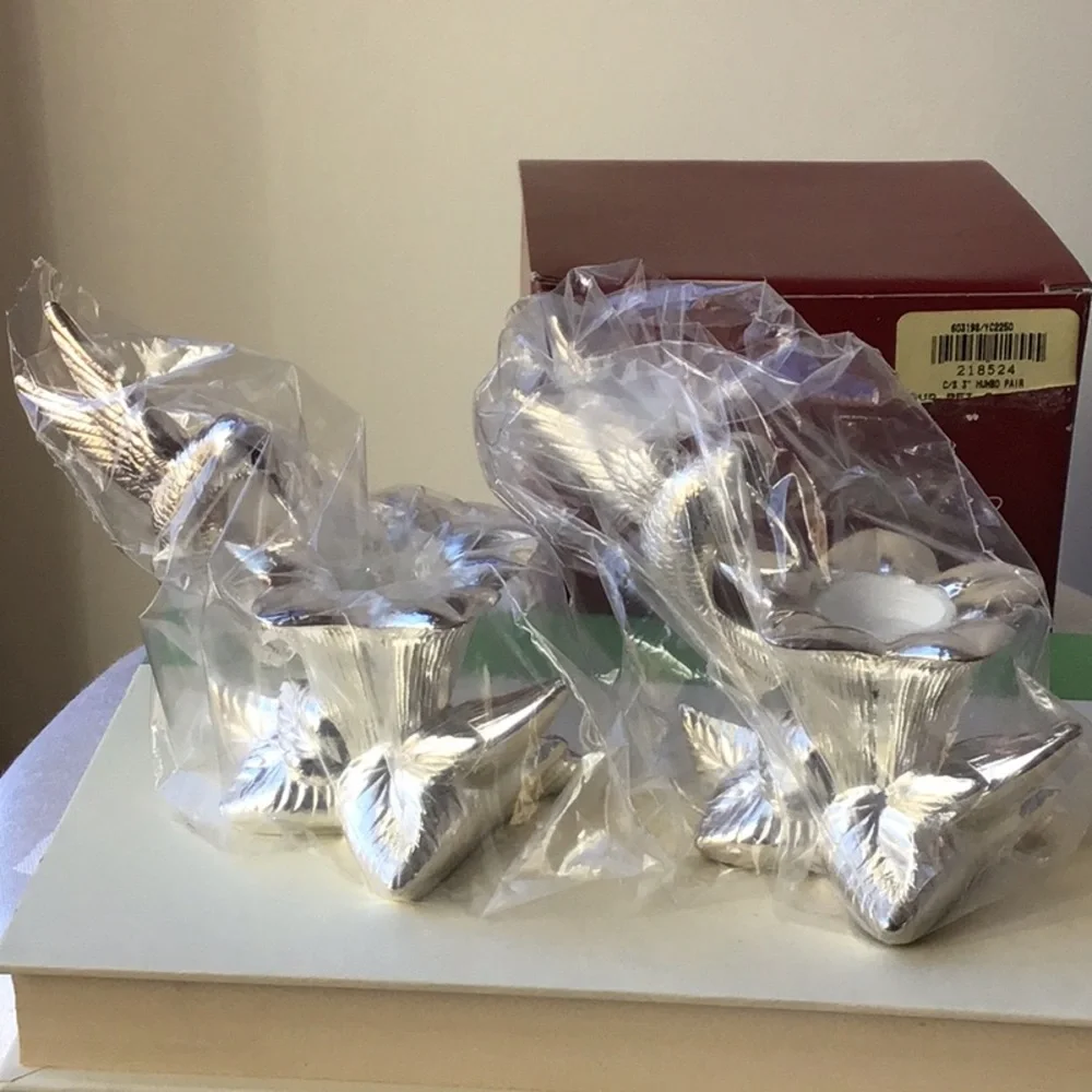 Gorham Hummingbird Candlesticks Holders Silverplated Pair Set Heritage Italy